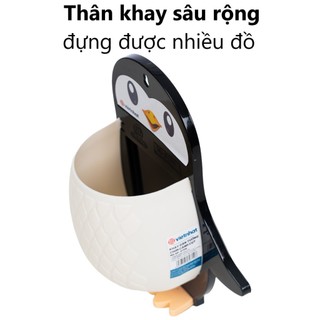 Khay dán tường chim cánh cụt nhựa nguyên sinh bền chắc miếng keo siêu dính lắp đặt không khoan(5706)