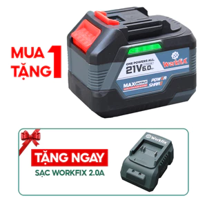 Pin 15 Cell Workfix WF-BK6000PLUS, Mạch4 Mosfed, Dòng Xả Cao 10c, Đèn Báo Pin