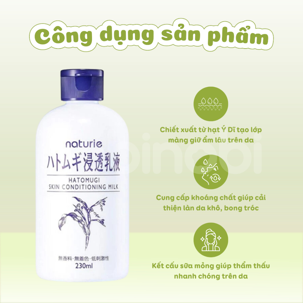 Sữa dưỡng chiết xuất ý dĩ Hatomugi Naturie  230ml