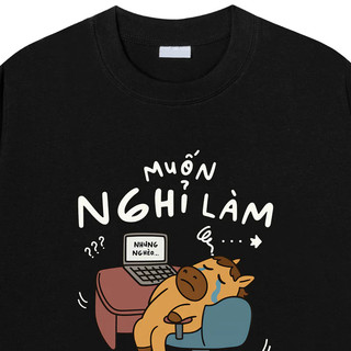 Áo phông nam nữ unisex form vừa Mã Tiểu Dã Muốn nghỉ làm, áo thun tay ngắn cổ tròn cotton mềm mát - ta/tb2121