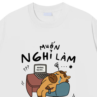 Áo phông nam nữ unisex form vừa Mã Tiểu Dã Muốn nghỉ làm, áo thun tay ngắn cổ tròn cotton mềm mát - ta/tb2121