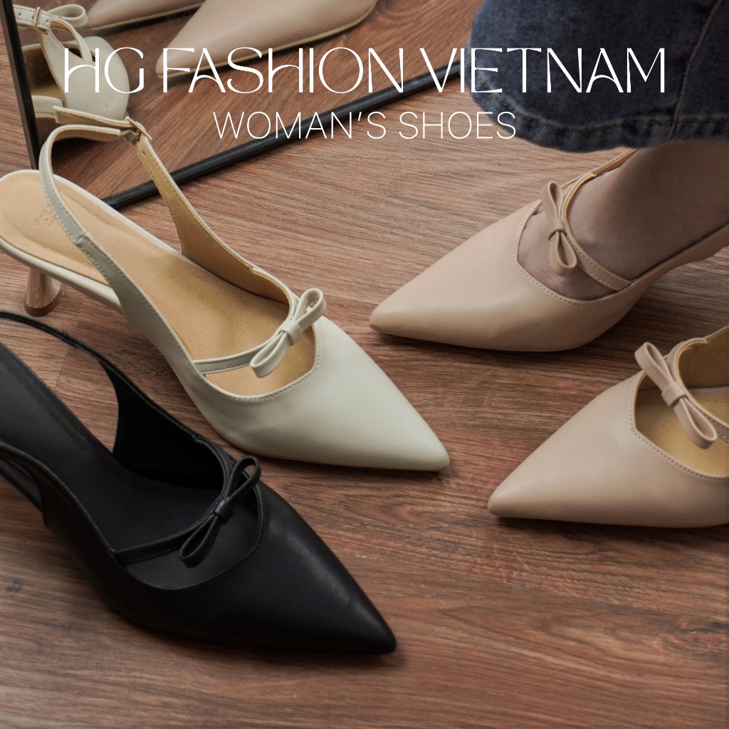 Giày cao gót nữ slingback gót tráng gương 6cm HG Fashion phong cách Hàn Quốc dễ phối đồ thời trang HG91625