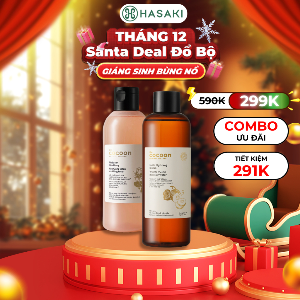 [DAILY] Combo Cocoon Nước Cân Bằng Sen Hậu Giang & Nước Tẩy Trang Bí Đao Hasaki Sản Phẩm Chính Hãng