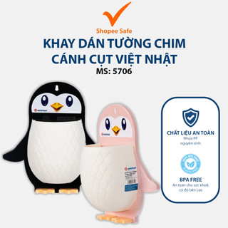 Khay dán tường chim cánh cụt nhựa nguyên sinh bền chắc miếng keo siêu dính lắp đặt không khoan(5706)