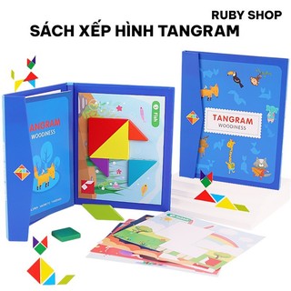 Đồ Chơi Gỗ Tangram Nam Châm Sách Ghép Hình Phát Triển Trí Tuệ Cho Bé