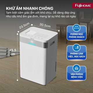 Máy Hút Ẩm Block Fujihome DH16NW-HEPA , Công suất 16 Lít/ngày, có điều khiển từ xa và màng lọc HEPA