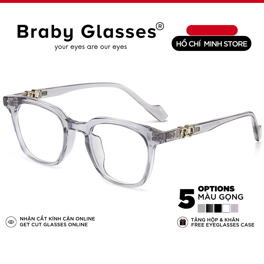 Gọng kính cận mắt vuông nam nữ Braby Glasses chất liệu nhựa acetate trẻ trung cá tính phù hợp mọi dáng mặt MK94