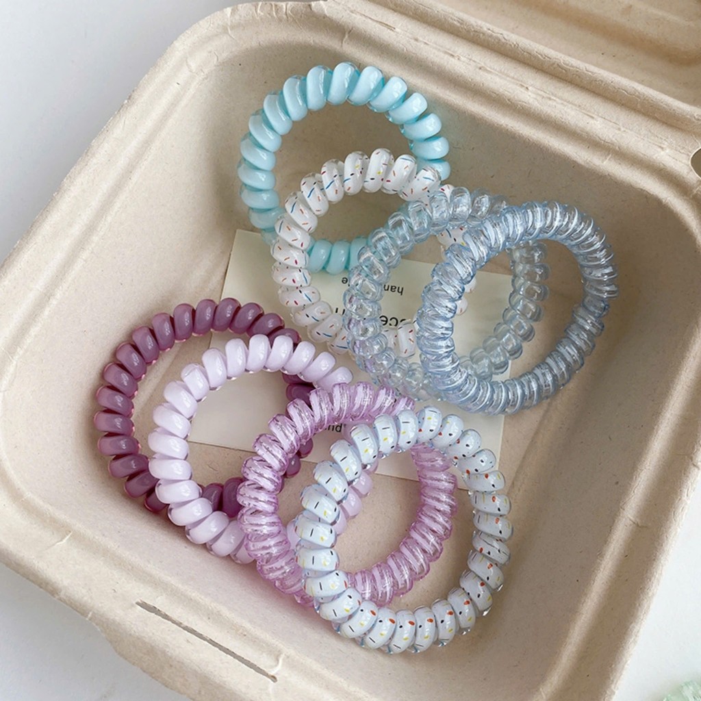 Set 4 Dây Cột Tóc Lò Xo màu Sắc Xinh Xắn Tiện Lợi Không Đau Không Gãy Tóc Empoli
