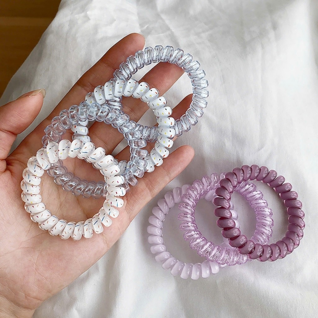 Set 4 Dây Cột Tóc Lò Xo màu Sắc Xinh Xắn Tiện Lợi Không Đau Không Gãy Tóc Empoli