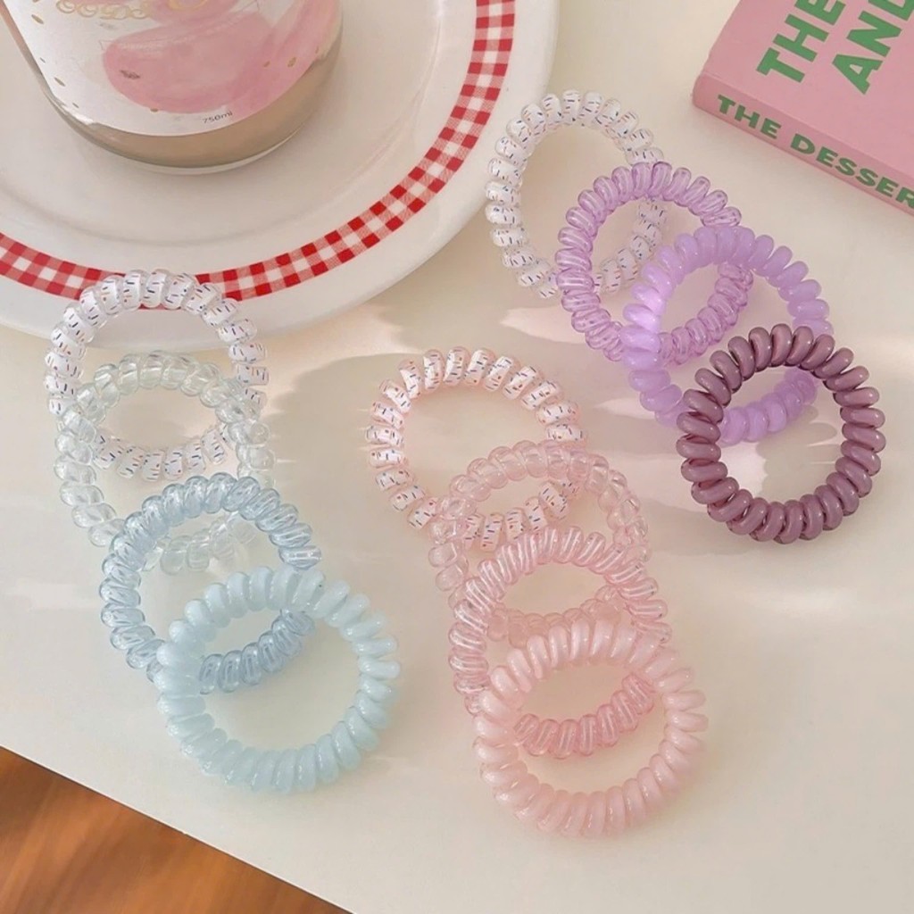 Set 4 Dây Cột Tóc Lò Xo màu Sắc Xinh Xắn Tiện Lợi Không Đau Không Gãy Tóc Empoli