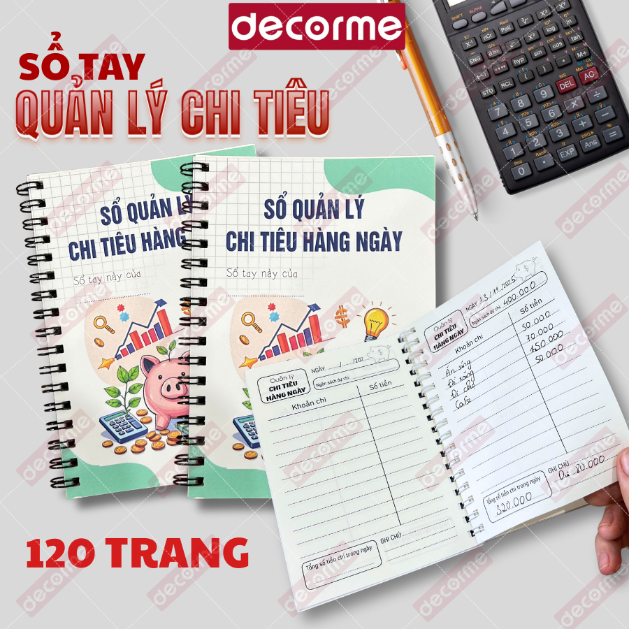 Sổ Quản Lý Chi Tiêu Hàng Ngày A6 Decorme 120 Trang Sổ Ghi Thu Chi Cá Nhân, Giúp Quản Lý Tài Chính Hiệu Quả