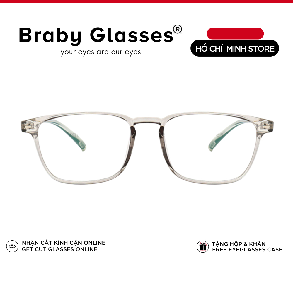 Gọng kính cận mắt vuông nam nữ thời trang Braby Glasses chất liệu TR90 chống gãy kiểu dáng basic trẻ trung MK26
