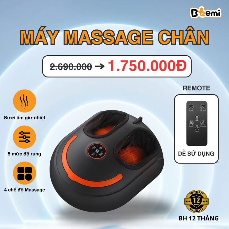 Máy Massage Chân Giảm Đau Nhức Cho Người Già Và Dân Văn Phòng Sưởi Ấm Hồng Ngoại Con Lăn 6D Nhiều Chế Độ Xoa Bóp — ảnh 1