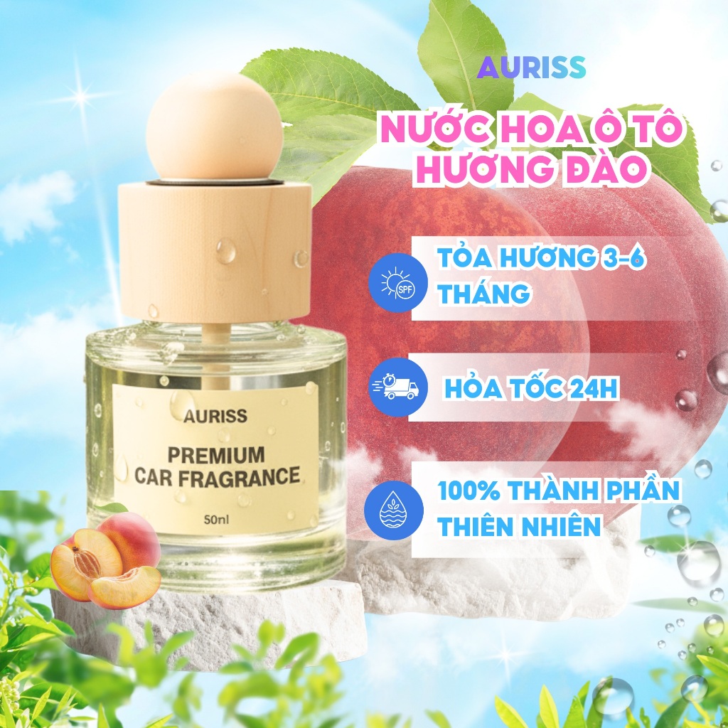 Nước Hoa Ô Tô Hương Đào 50ml Cao Cấp - Nước Hoa Ô Tô Khử Mùi, Chống Say Xe, Mùi Hương Thư Giãn
