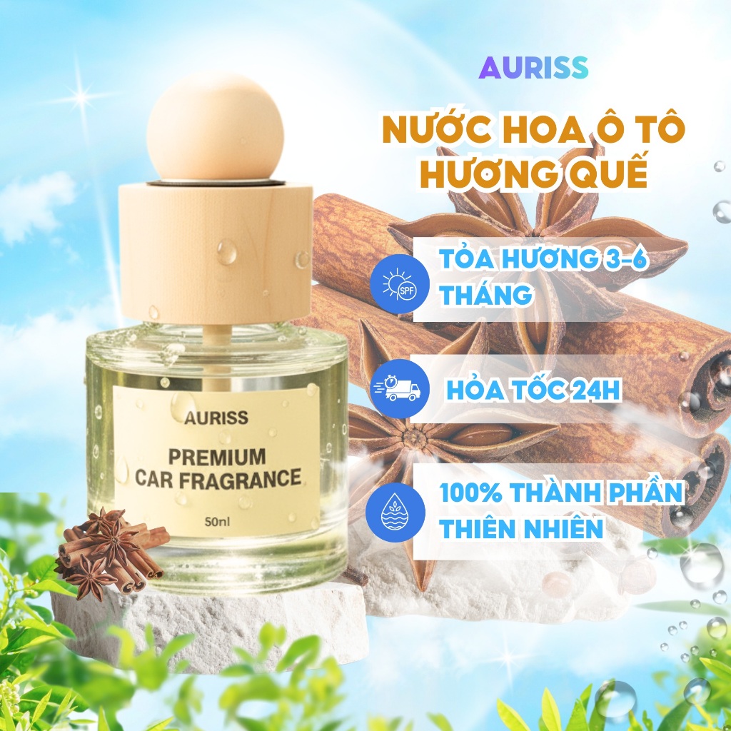 Nước Hoa Ô Tô Hương Quế 50ml Cao Cấp - Nước Hoa Ô Tô Khử Mùi, Chống Say Xe Và Thư Giãn