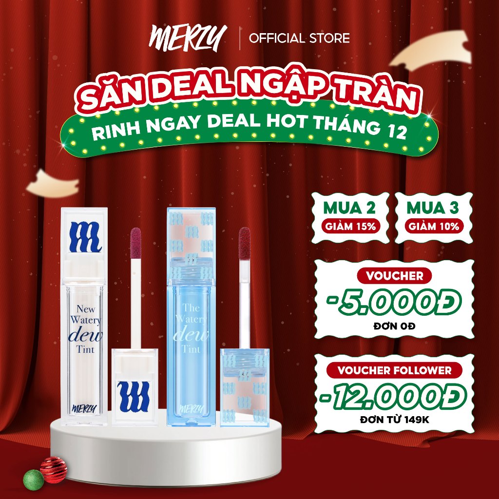 [NEW DEW] Son Tint Bóng Hàn Quốc Bền Màu, Lâu Trôi Cho Đôi Môi Căng Mọng, Ẩm Mịn Merzy The Watery Dew Tint 4g