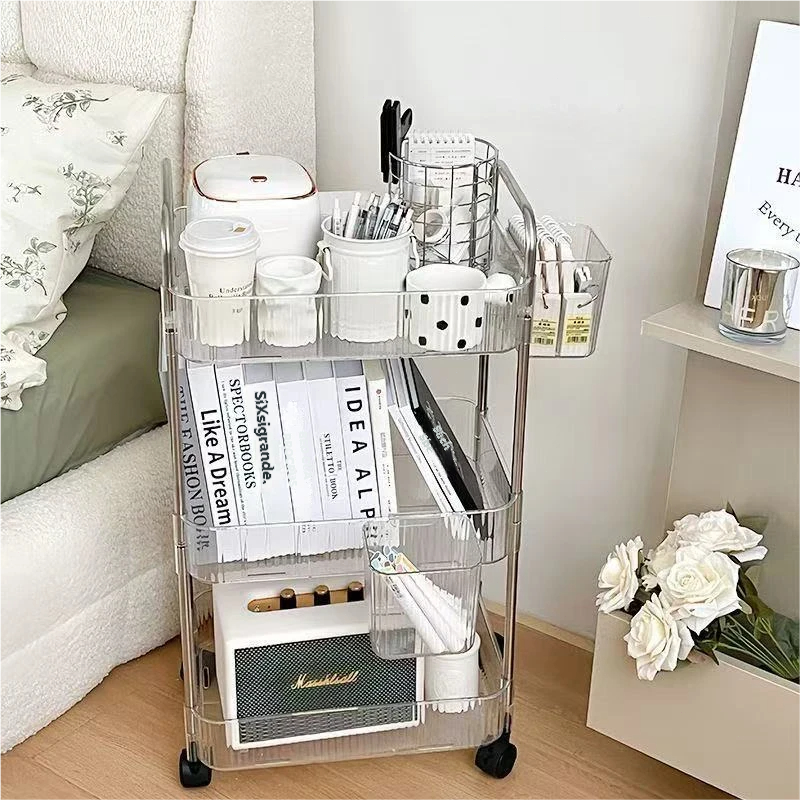 Xe Đẩy Spa 4 Tầng - Kệ đựng mỹ phẩm trong suốt có ngăn kéo, [Bồi thường 100% khi bị vỡ]