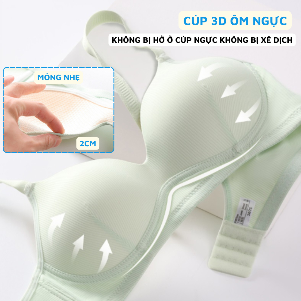 Áo ngực không gọng mút mỏng - Áo lót nữ cotton gân, mặc thoải mái 3 nấc cài ZANABRA A409