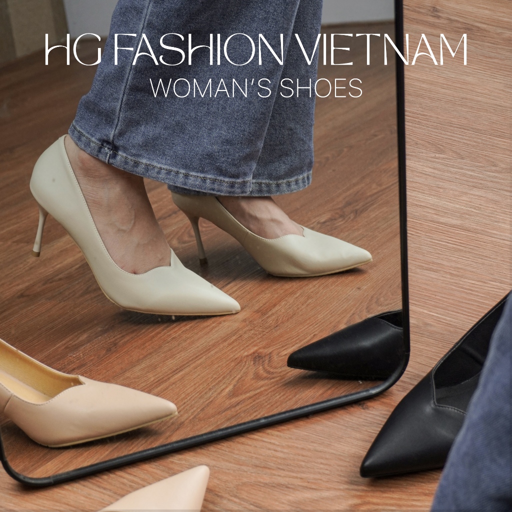 Giày cao gót nữ gót nhọn 8cm da nhám HG Fashion phong cách thanh lịch dễ phối đồ đi tiệc công sở HG91525
