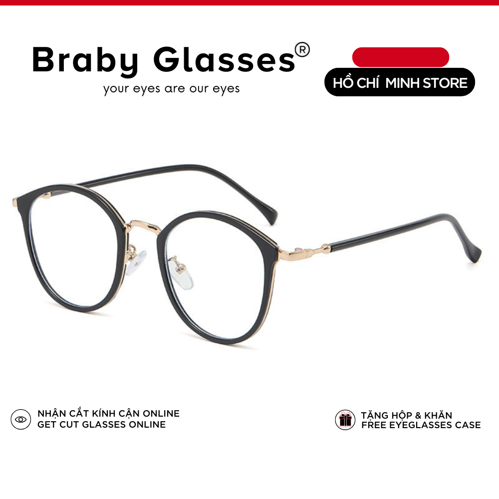 Gọng Kính Cận Dẻo Nam Nữ Braby Glasses Chất Liệu Nhựa Dẻo Siêu Nhẹ Thiết Kế Sang Trọng MK124