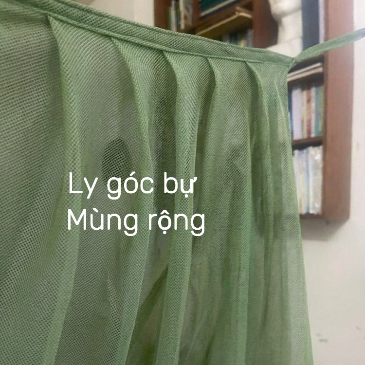 Mùng chống muỗi xanh rêu, thương hiệu ete, XẾP LY cao 2m, mắc 4 góc, nhiều tai, may thủ công