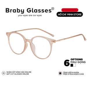 Gọng kính cận mắt tròn thời trang nam nữ Braby Glasses chất liệu nhựa dẻo TR90 basic và trẻ trung sang trọng MK132