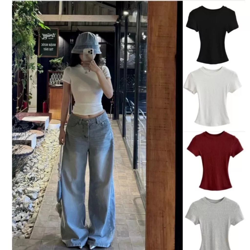 [Peinn] [ SLIM TEE] Áo thun Baby Tee Siêu Ôm body, thun tăm lạnh chất co dãn 12 Tháng Sáu MA 208