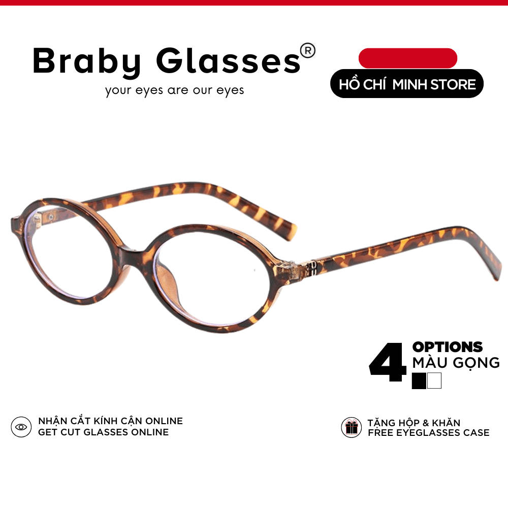 Gọng kính cận dáng Oval thời trang nam nữ Braby Glasses chất liệu nhựa dẻo basic, trẻ trung MK133