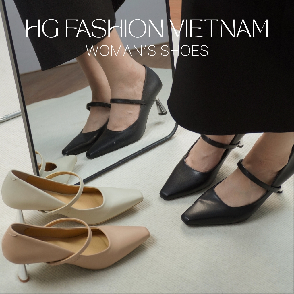 Giày cao gót nữ Mary Jane gót tráng gương 6cm HG Fashion thanh lịch dễ phối đồ công sở HG91725
