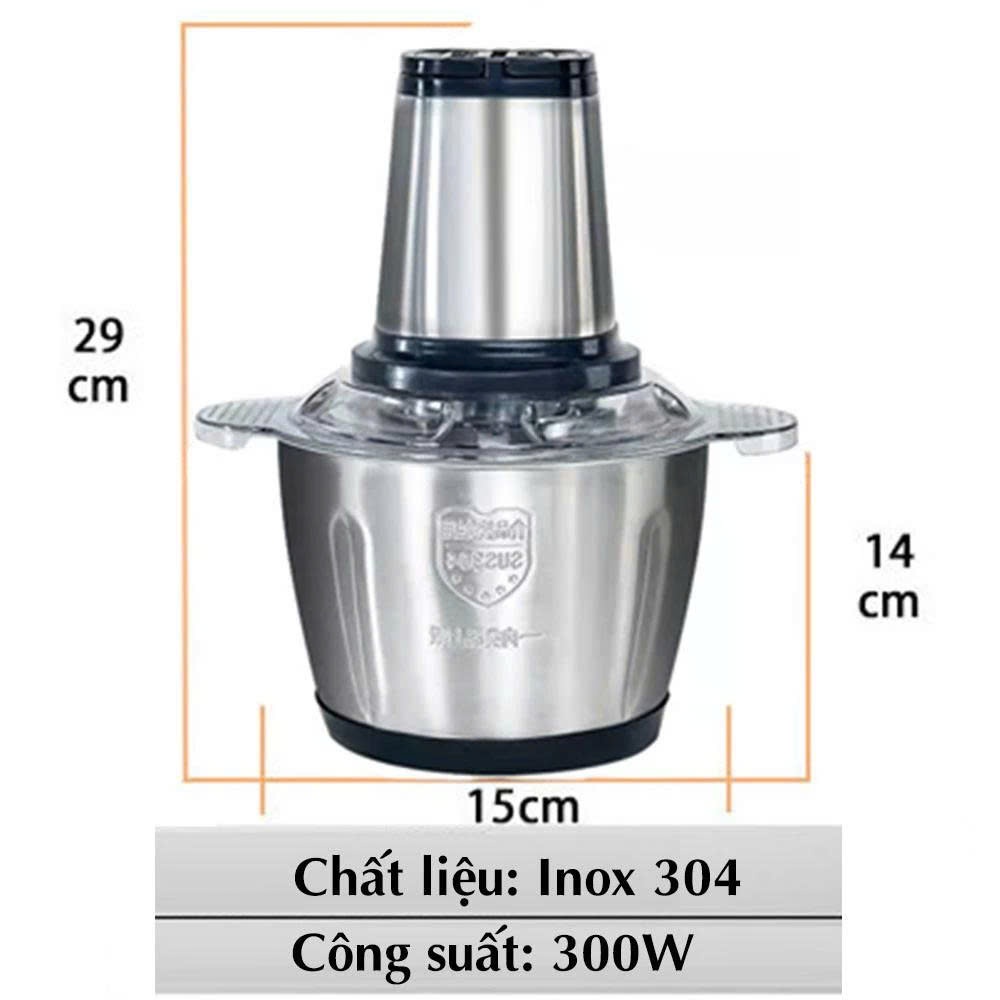 Máy Xay Thịt, Rau, Củ Quả Bằng Cối Inox 4 Lưỡi Đa Năng Công Suất Cực Mạnh
