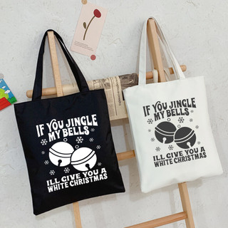 Túi tote, Túi vải bố canvas cotton Noel Jingle Bells đeo vai đi học đi chơi thời trang hàn quốc đựng vừa A4 - tot2059