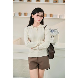 [DELIZ] - Áo len nữ polo dài tay dáng trơn basic tone màu pastel nhẹ nhàng mùa thu đông AL73 500G