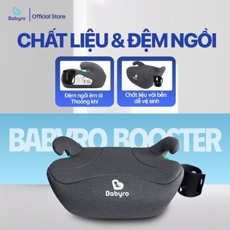 Ghế ngồi ô tô cho trẻ em Babyro Booster, 6-12 tuổi, bảo hành 12 năm