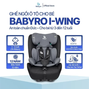 Ghế ngồi ô tô cho bé Babyro i-Wing, cho bé 3-12 tuổi, lắp đặt isofix, tiêu chuẩn R129