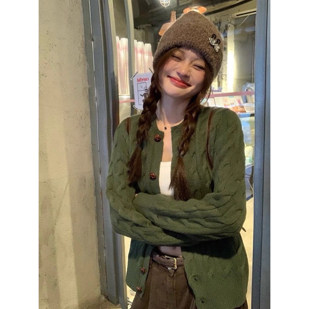 (SẴN)Áo khoác cardigan màu vàng tươi xanh coban nâu tây trơn chất len dày dặn vặn thừng form cỡ vừa CDG002 - Tiktik