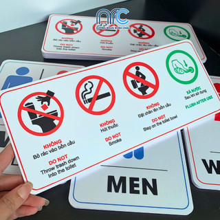 Biển báo nhà vệ sinh, Biển WC, biển Toilet, biển chỉ dẫn WC, Men, Women chống nước - Tặng kèm băng dính
