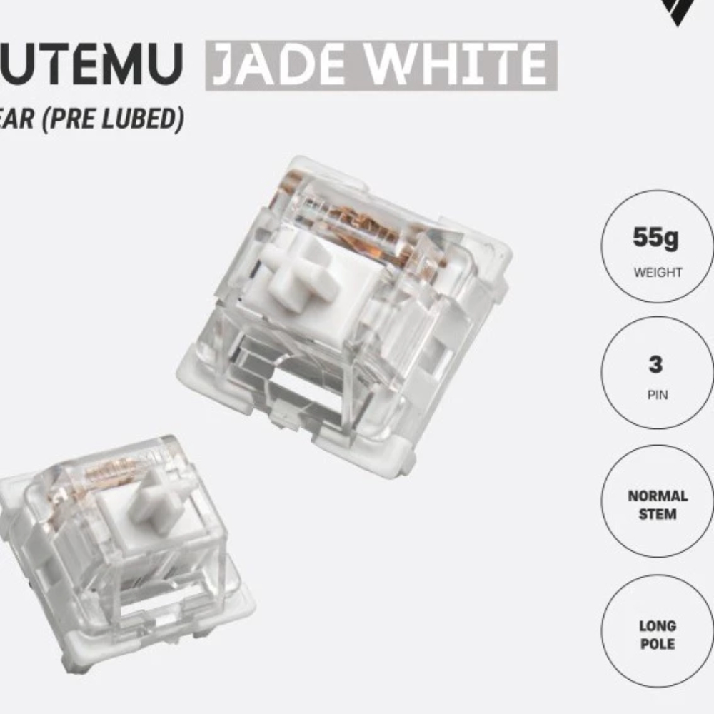 Combo Switch Outemu White Jade - 3 pin - Switch bàn phím cơ - Linear - Pre-lube - 55gf - Lực nhấn 45g - Hành trình 3.3mm | BigBuy360 - bigbuy360.vn