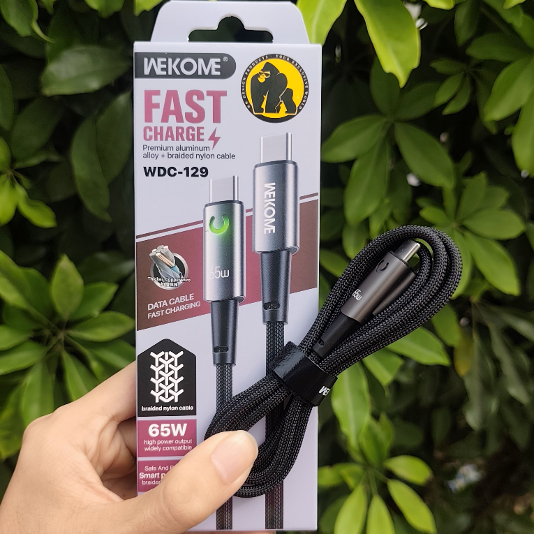 Cáp Sạc Tự Ngắt Thông Minh WEKOME WDC-129 65W C-C / WDC-130 35W C-L – Dây 1.2m, Sạc Nhanh, Bền Bỉ