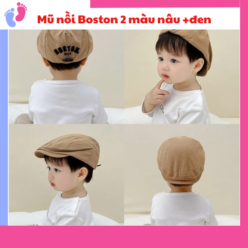 Mũ nồi boston hai màu đen và nâu chất vải kaki thô đay dặn saubbai