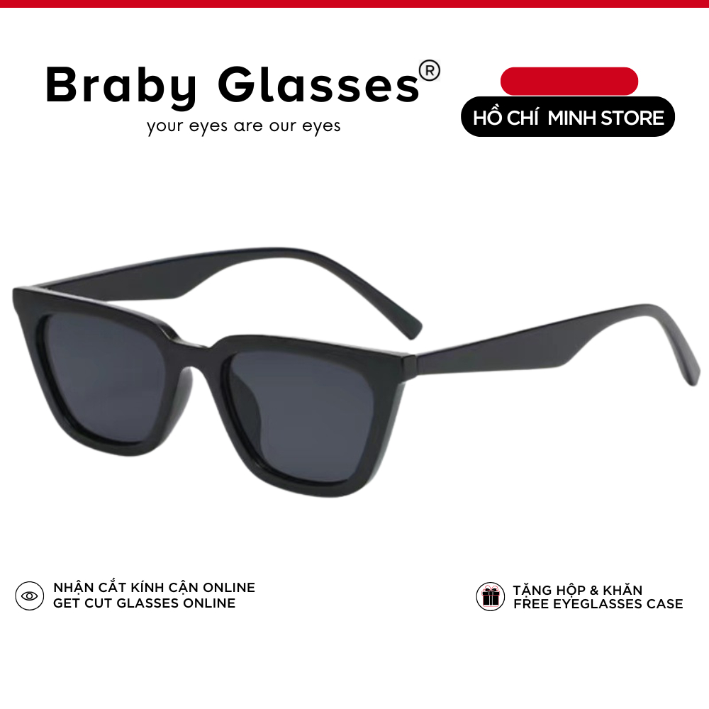 Kính râm mát nam nữ mắt vuông thời trang chống tia UV Braby Glasses gọng nhựa cao cấp thiết kế sang trọng KR50