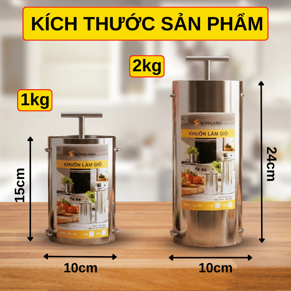 Khuôn giò Song Anh inox loại 1-2kg, khuôn giò thủ chất liệu inox loại 1 dày dặn không móp méo han rỉ