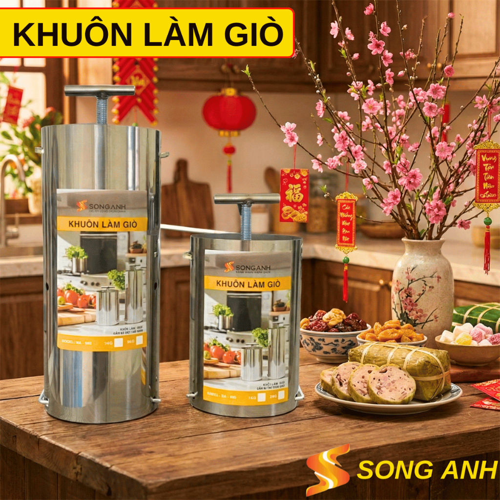 Khuôn giò Song Anh inox loại 1-2kg, khuôn giò thủ chất liệu inox loại 1 dày dặn không móp méo han rỉ
