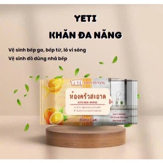 Thùng 5 gói khăn ướt lau bếp đa năng YETI, Vải bi khổ 16x24 gói 50 tờ