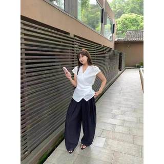 𝗖𝗵𝗶𝗻𝗰𝗵𝘂 - |LY LINEN| Áo Linen thắt eo nơ lệch tà