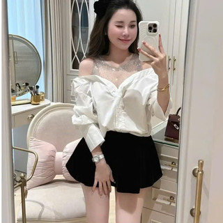 Áo Sơ Mi Thiết Kế Đáp Lưới Đính ĐÁ SÁng To Bling Phối ĐỒ SIêu Đẹp Trend 2025