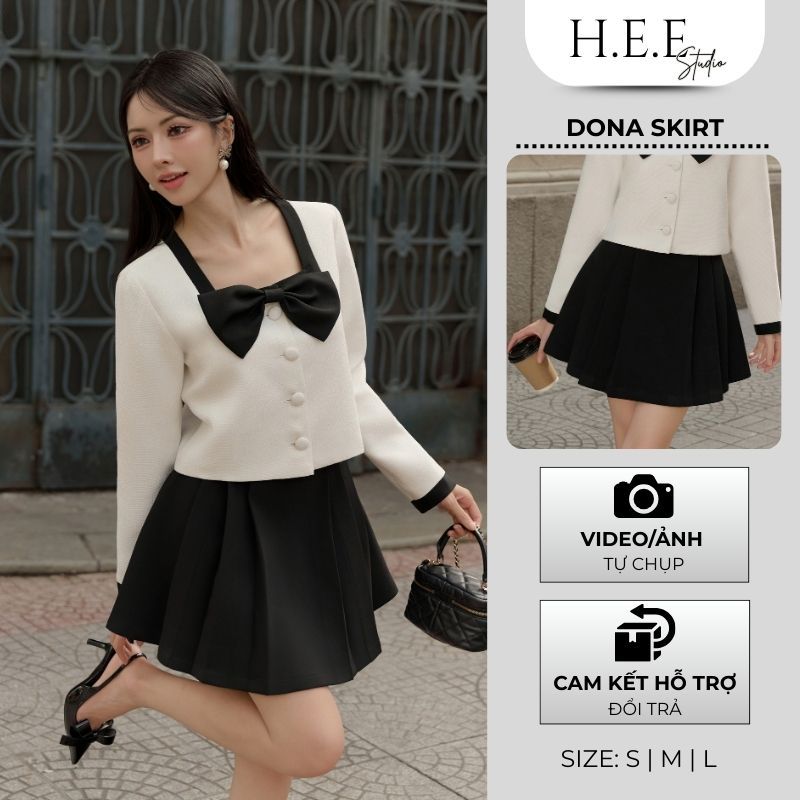 H.E.E - Chân váy xếp ly Dona Skirt thiết kế tiểu thư, nữ tính (kèm quần bên trong)