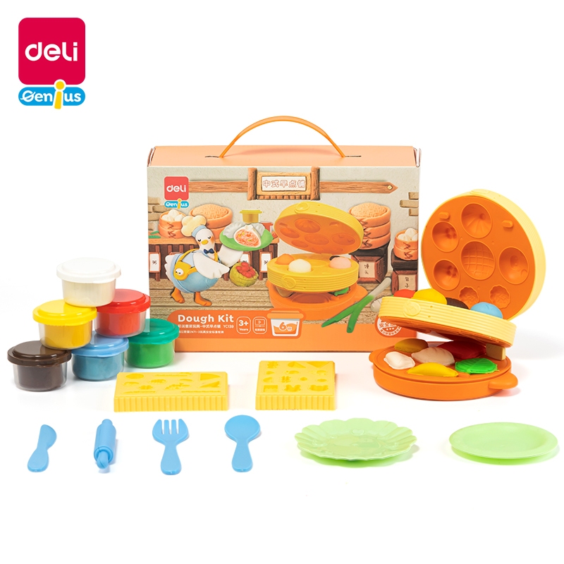 Bộ Đồ Chơi Máy Làm Kem Kèm Đất Nặn Deli  - Máy Làm Mì Hamburger Kèm Dụng Cụ Và Khuôn Không Dính Tay An Toàn