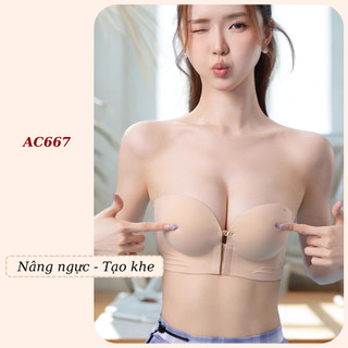 Áo lót su cài trước VANVENE AC667 không gọng đệm dày nâng ngực tạo khe, áo ngực nữ không dây chống tụt cao cấp