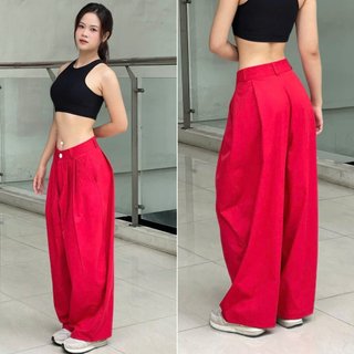 Quần ống cong dáng rộng GladimaxLY177 Nhún ly trước sau cá tính  Kaki Dày Dặn Sóng Giặt Máy Thoải Mái Phong Cách Đi Làm