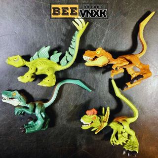 Set 4 mô hình Khủng long uốn dẻo mini T-Rex, Stegosaurus, Dilophosaurus xuất dư - BEE VNXK